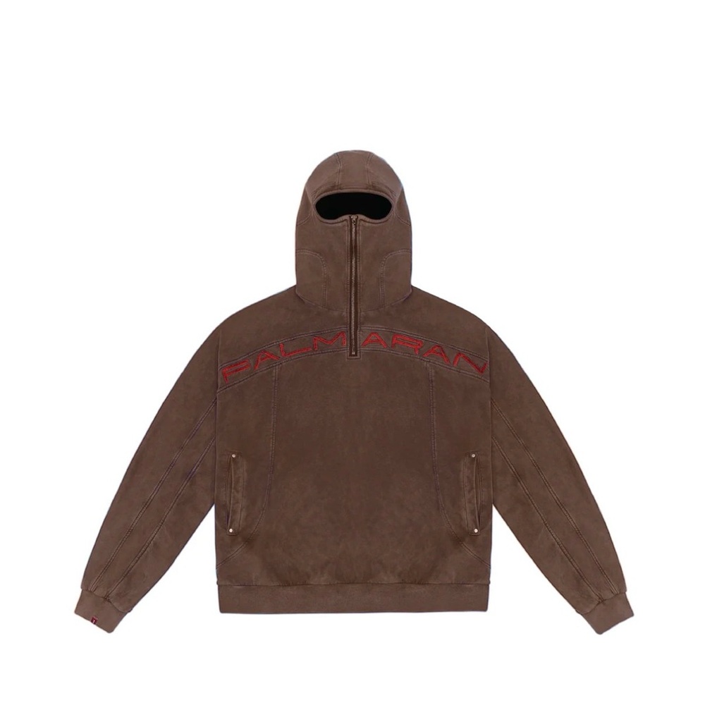 Brown Hoodie with Red Accents